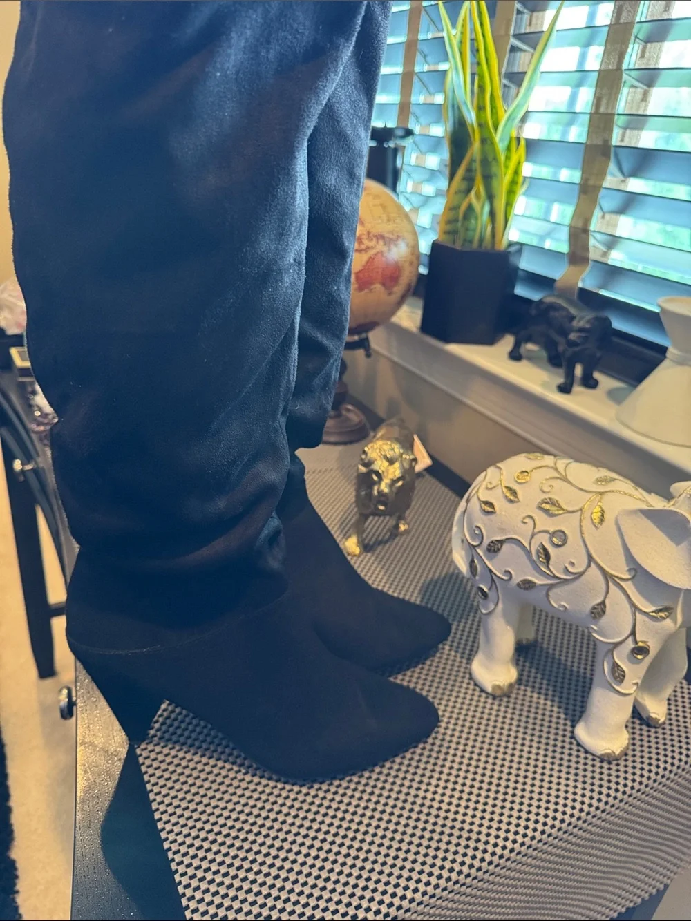 Women's Express Black Knee-High Suede-like Slouch Boots, size 10, worn once